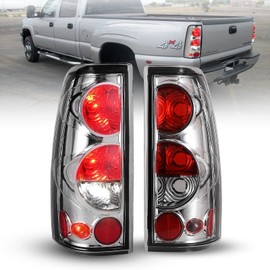 AUTOWIKI Tail Lights For 1999-2006 Chevy Silverado 1500 2500 3500/1999-2002 GMC Sierra Chrome Clear Lens Tail Lights 1 Pair Rear Lamps Replacement
