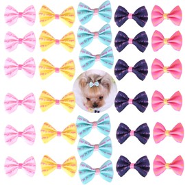 aoozleny Dog Pet Hair Bows Clips, Pet Small Dog Grooming Bows with Metal Clips for Dog Cat Hair Accessories,30 pcs,Random Color