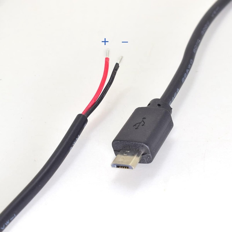 ELNONE 1M/3.3FT Micro USB Pigtail Male,22AWG 5V 3A Micro USB