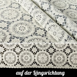 Tablecloth Washable Oilcloth Lace Vinyl Crochet Lace Look 100 x 138 cm Circles Cream Wipe Clean