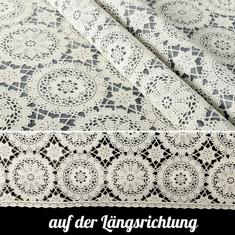 Tablecloth Washable Oilcloth Lace Vinyl Crochet Lace Look 100 x