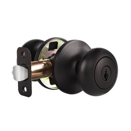 Probrico Entry Door Knobs Keyed Alike 3 Pack, Modern Round Interior/Exterior Door Locks for Front Door/Bedroom, Classic Oil Rubbed Bronze Door Handles Entrance Locks