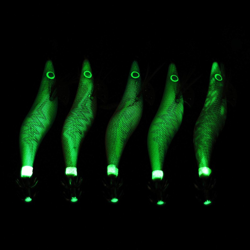 SHADDOCK Fishing Squid Lures Kit 10pcs Luminous Squid Jig Shrimp