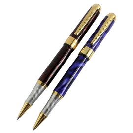 2 PCS Jinhao 250 Rollerball Pens Dark Red,Blue Flower Color Set with Pen Pouch and Gift Box