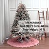 60-Inch Puff Quilt Faux Fur Christmas Tree Skirt, Soft Plush