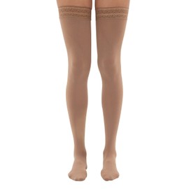 Dr. Comfort Microfiber Opaque Thigh High 15-20 mmHg Compression Stockings-Beige-XL