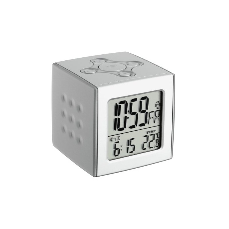 TFA Dostmann CUBO Digital Radio Alarm Clock with Temperature, Plastic,