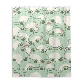 Burbuja Shower Curtain for Bathroom, Cute Frogs Waterproof Washable Shower Bath Curtain for Home Hotels with 12 Hooks, 60x72 in