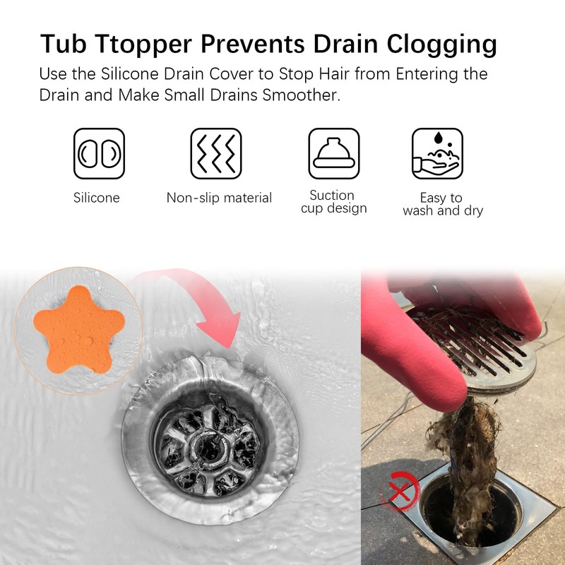 Kucucyle Silicone Drain Cover, Bath Drain Cover with 5 Strong