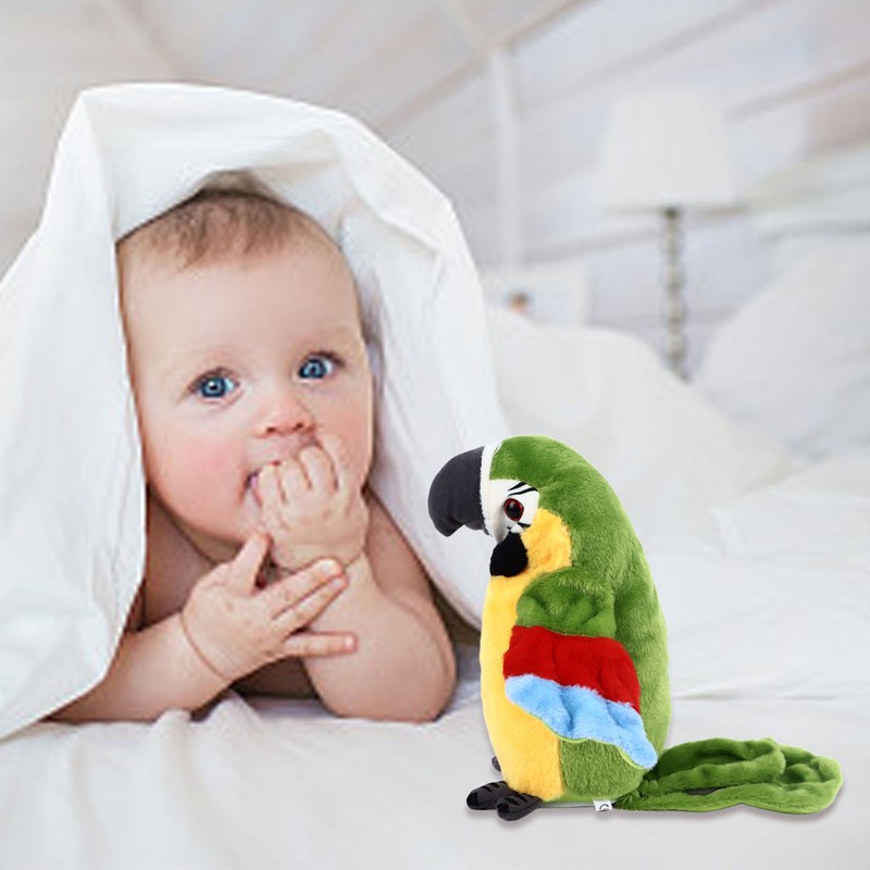 Electric Talking Parrot Plush Toy Soft Record Vocals Interactive Voice