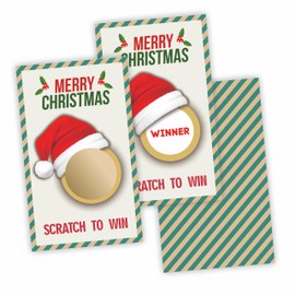 Merry Christmas Scratch Off Cards with Stickers - Santa Hat Scratch to Win Game Cards - 40Pcs Lottery Game Cards for Group Kids & Adult Prizes Activity - A08