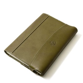 HUKURO Book Cover, Wrap and Protect, B6, Men's, Women's, Leather, Made in Japan, Genuine Leather, Green, Owl