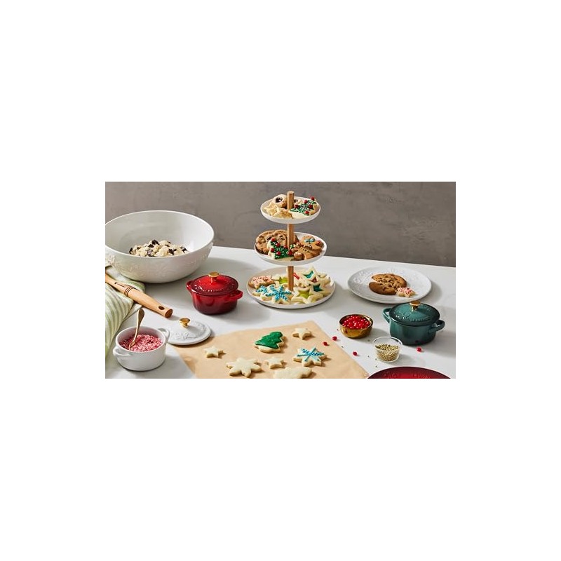 Le Creuset Stoneware Holly Collection Mini Round Cocotte, 8 Oz,