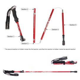 Hiking Pole, Foldable Trekking Pole, Lightweight Trekking Poles, Walking Poles with Rubber Buffers, Telescopic Poles, Adjustable 110-130 cm, Hiking Poles for Men and Women, for Hiking, Camping,