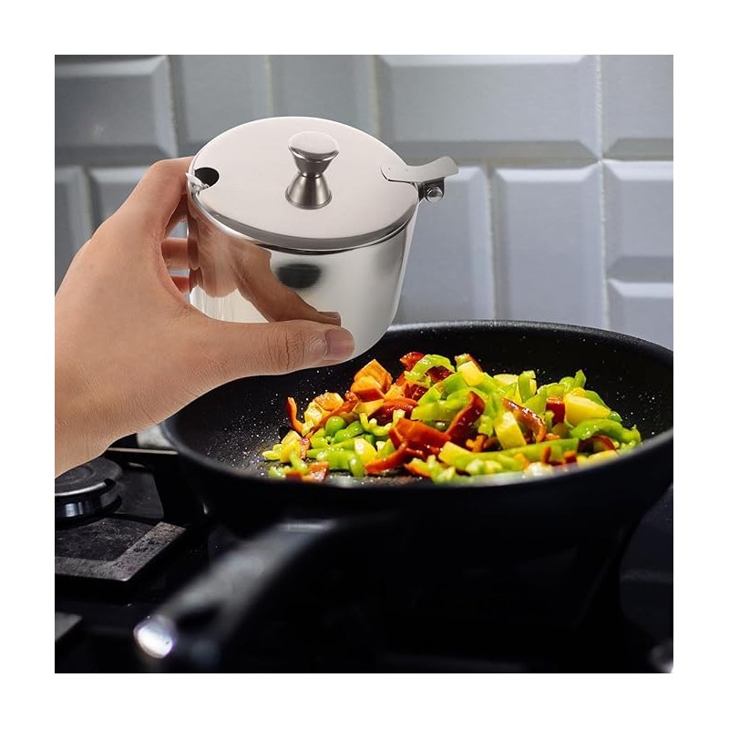 Yjemle Stainless Steel Sugar Bowl Spice Pot Sugar Canister with