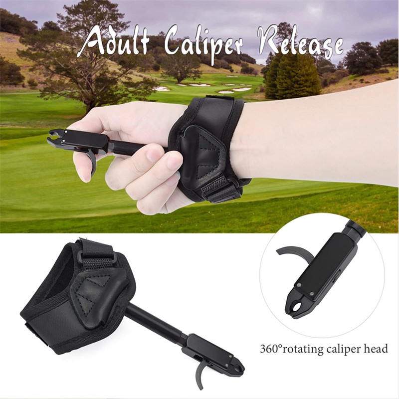 ELONG Archery Compound Bow Release - Adjustable Black Wrist Strap