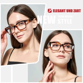 YUELUQU Rectangular Large Frame Glasses Women's Fake Glasses Glasses Frames UV400 Protection Glasses Without Prescription, coffee