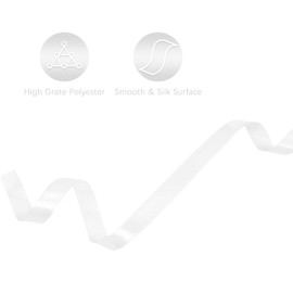 Lrybbon White Satin Ribbon 3/8 Inch x 25 Yards Solid Fabric Polyester Satin Ribbon for Gift Wrapping Art Craft Flower Bouquet Hair Bows Making Wedding Party Decoration Sewing Projects