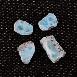 4pcs, 50 carats Natural Raw Larimar Stone Blue Pectolite, Atlantis, Dolphin Stone, Rough for Jewelry Making, Chakra Healing Gemstone Crystals, Wire Wrapping Wholesale Loose Supply, Blue Crystals