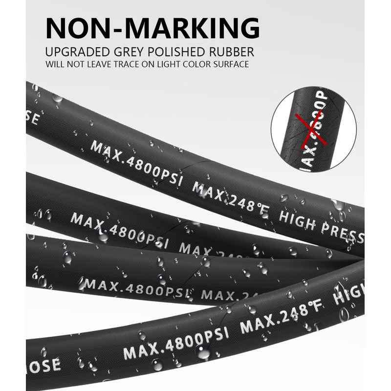 NAVOHEVEN 3/8" Pressure Washer Hose 50FT 4800 PSI, Kink Resistant