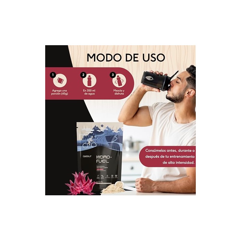 QUENUT - Hydro-Fuel Carbohidratos Simples en Polvo, 675g (15 Porciones)