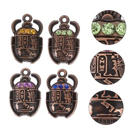 EXCEART 40pcs Scarab Pendant Key Chain Accessories Collar Scarab Figure Egyptian Beetle Symbol Accessories for Jewellery Making Mass Magic Jewellery Charm Pendant Metal, Metal, No Gemstone