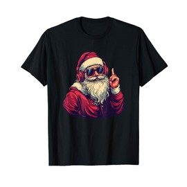 Great Santa Claus with Sunglasses and Headphones T-Shirt, black