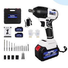 21V Cordless Impact Wrench,1/2 Impact Gun,3-IN-1 Brushless Drive Electric Impact Wrench with 2×6.0Ah Battery&Fast Charger, 420N.m Max Torque,2300 RPM Impact Drill,4Pcs Sockets for Car Tires