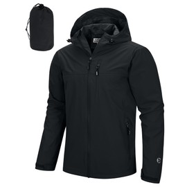 Outdoor Ventures Rain Jacket Men's Waterproof Breathable Packable Bicycle Jacket Lightweight Windbreaker for Leisure Hiking Camping, black