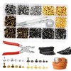 Leather Rivets Kit, 180 Pcs Leathercraft Double Cap Rivets 4