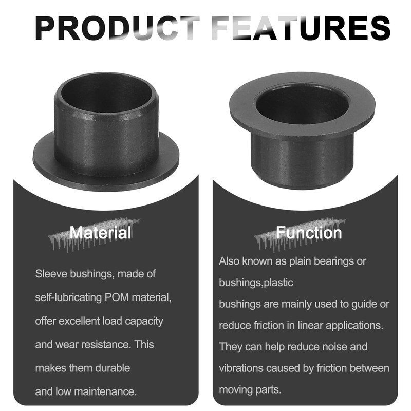 sourcing map 8Pcs Flanged Sleeve Bearing, Plastic Bushing ID 12mm