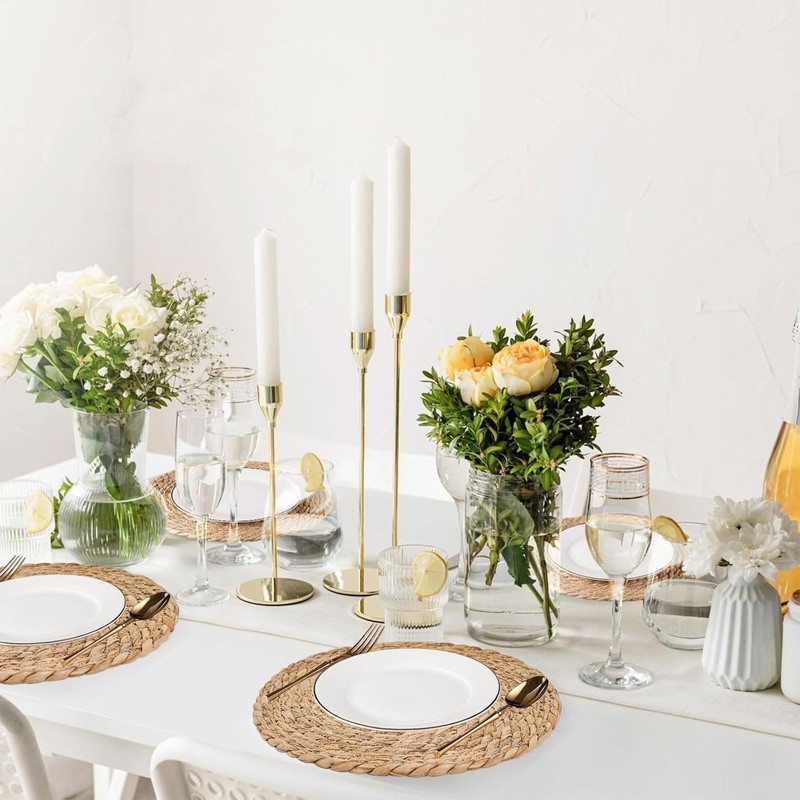 Woven Placemats, 6PCS Rattan Placemats, 30cm Handmade Weave Placemat, Natural