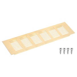 sourcing map Air Vents Cover, 1Pcs 250 x 80mm - Aluminum Alloy Mesh Air Return Vent Cover, Rectangle Louvered Ventilation Grille for Shoe Cabinet Wardrobe (Gold)