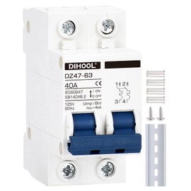 DIHOOL AC Miniature Circuit Breaker,2 Pole 40 Amp 110V Low Voltage Disconnect Switch,DIN Rail Mount