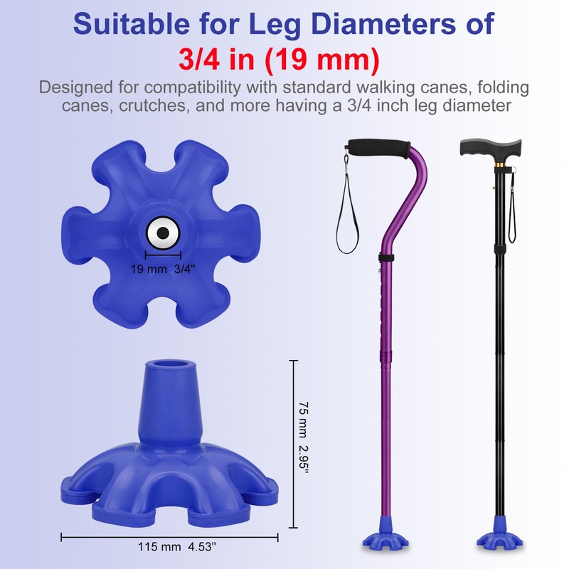 supregear Cane Tip - Self Standing 6 Prong Support Rubber