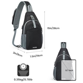 G4Free Sling Bag RFID Crossbody Sling Backpack with USB Charging Port, Travel Hiking Daypack Shoulder Chest Bag for Women Men(Black)