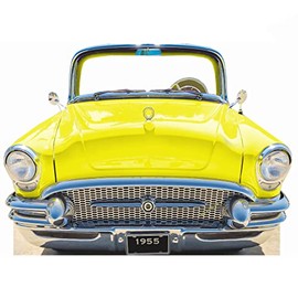 SS11043 Classic Yellow Car Coupe 1955 Stand in Cardboard Cutout Standee Standup