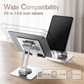 JETech Soporte para Tableta, Base Giratoria de 360°, Plateado