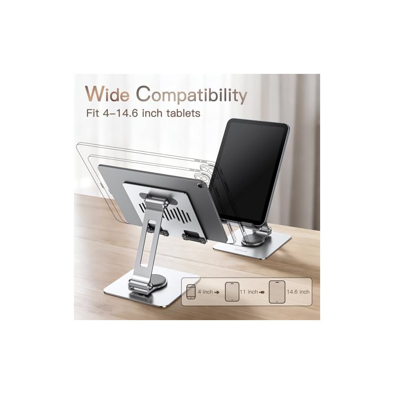 JETech Soporte para Tableta, Base Giratoria de 360°, Plateado