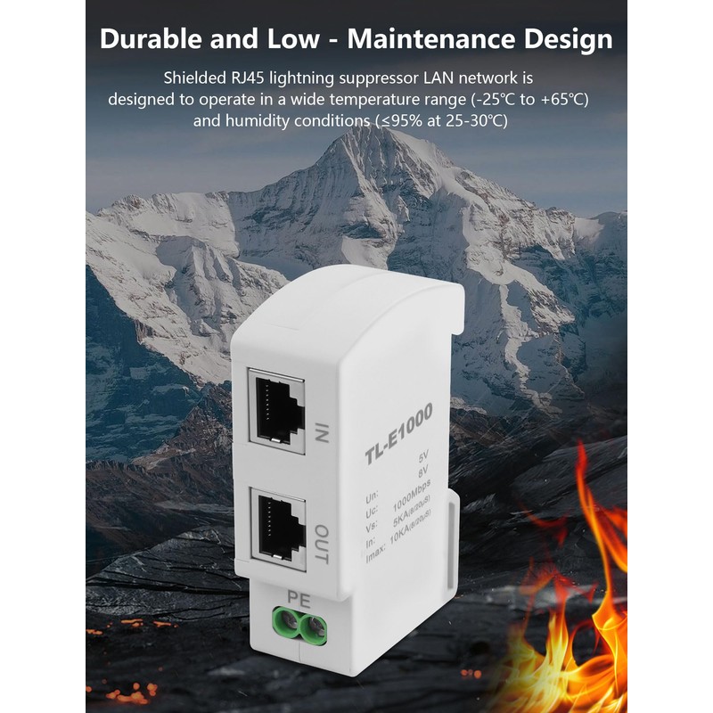 CERRXIAN Ethernet Surge Protector 1000Mbps DIN Rail Network Surge Protector