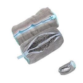 Rmerasor Shoe Wash Bag, Washing Machine, Double Zip, Double Pockets, Shoe Bag, Reusable Wash Bag with 360° Cleaning Lint, Mesh Shoes, Laundry Bag for Trainers (Grey)