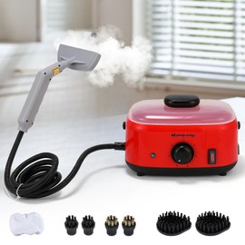 Moongiantgo Steam Cleaner, Handheld Steamer for Cleaning, Portable Pressurized Cleaning Machine for Car Detailing Grout Tile Upholstery Home Use Kitchen Bathroom with 1500ML Water Tank (Red-Black)