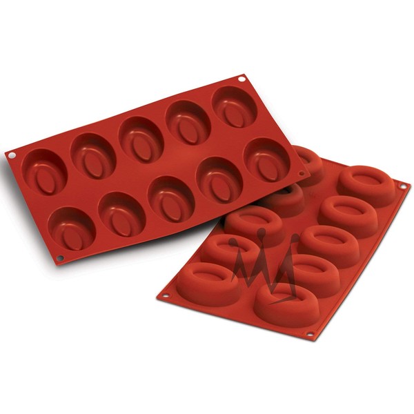 Silikomart Professional SF084 Silicone Baking Mold Oval Savarin 1.59 Oz,