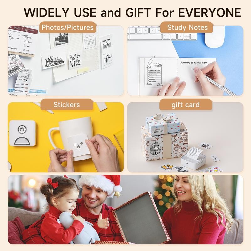 Mini Printer with 1 Roll of Stickers – Portable Bluetooth