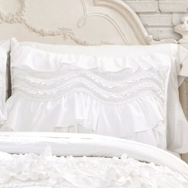 Lush Decor Kemmy Quilt Ruffled Textured 3 Piece Full Queen Size Bedding Set, White