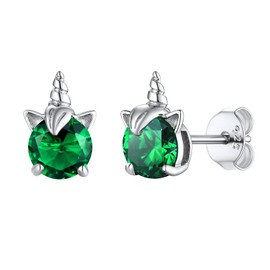 Silvercute Womens Stud Birth Stone Earrings Synthetic Emerald Crystal Earrings May Birthstone Earrings For Girl