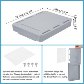 PATIKIL Under Desk Drawer, Under Table Storage Self-Adhesive Attachment Drawers Organizer for Pencils Pens Standing Desk Office Studio Home, Gray, Large