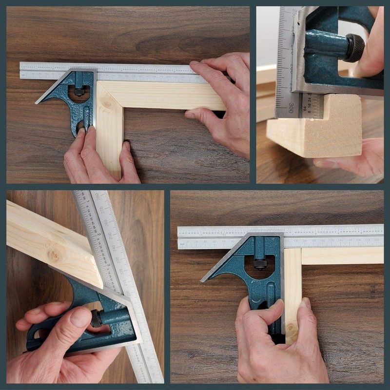 Combination Square Set with Protractor, Woodworking Square, Carpenter Square, 12’’