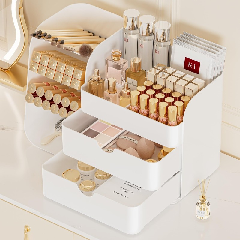 Makeup Organizer with Brush Holder for Vanity,Countertop Makeup Organizer with