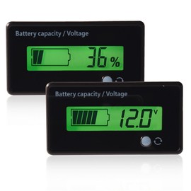 GY-6D Battery Monitor, Digital Battery Capacity Tester, 12V 24V 36V 48V Voltage Meter Tester Voltmeter Monitor, Green Backlit LCD Display Battery Power Indicator Panel